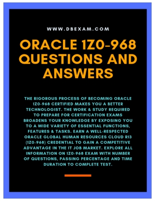 Oracle 1Z0-968 Question and Answers