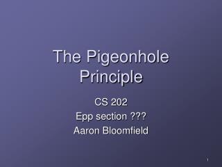 The Pigeonhole Principle