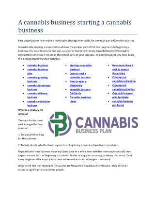 Cannabis business plan template
