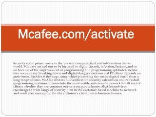 McAfee.com/Activate- Activate McAfee for PC