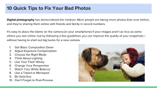 10 Quick Tips to Fix Your Bad Photos