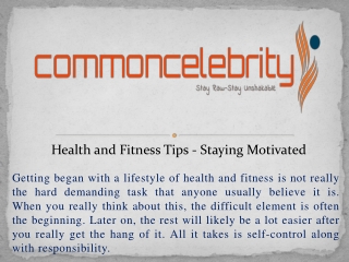 Health and Fitness Tips - Staying Motivated