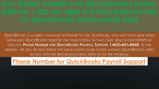 Phone Number for QuickBooks Payroll Support 1-833-441-8848