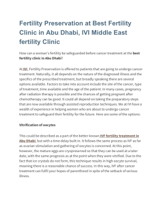 Fertility clinic Abu Dhabi