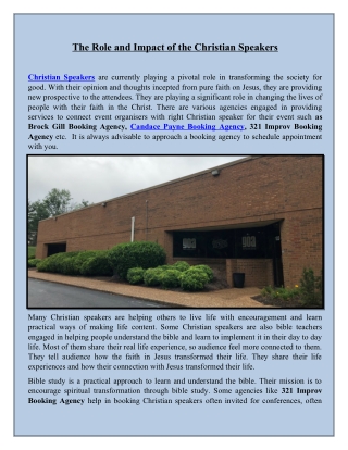 The Role and Impact of the Christian Speakers