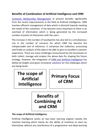 Benefits of Combination of Artificial Intelligence and CRM
