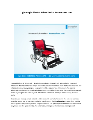 Lightweight Electric Wheelchair – Kosmochem.com
