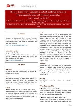 The association between depression and anti-müllerian hormone in premenopausal women with secondary amenorrhea