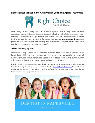 How the Best Dentist in the Area Provide you Sleep Apnea Treatment