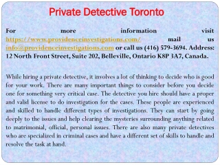 private detective Toronto