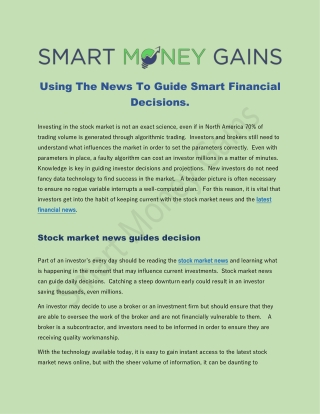 Using The News To Guide Smart Financial Decisions.