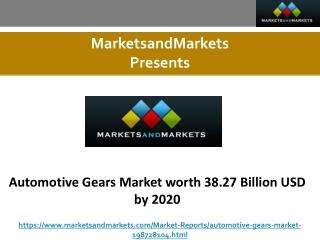 Automotive Gears Market - Global Forecasts to 2020