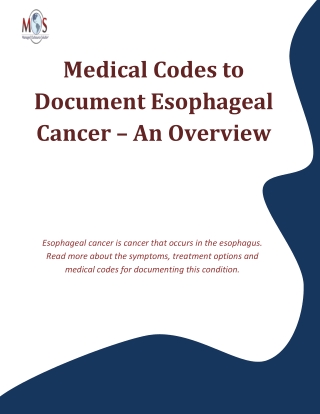 Medical Codes to Document Esophageal Cancer – An Overview