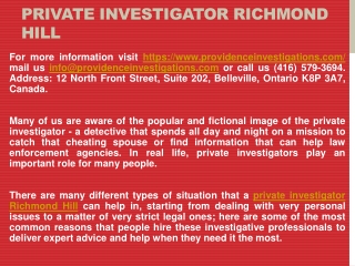 private investigator Richmond Hill