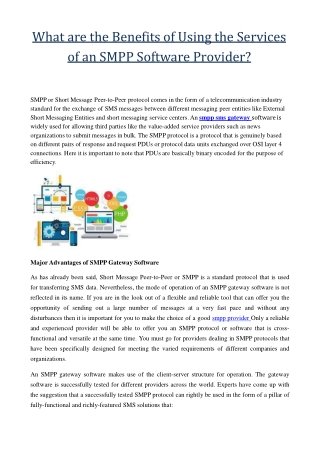 SMPP Software Provider and Major Advantages Associated