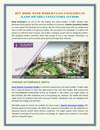 Buy home with world-Class Facilities in Kamp Dwarka Convention Studios