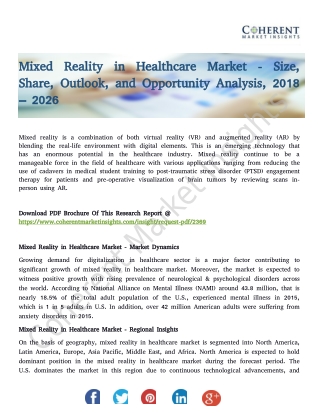 Mixed Reality in Healthcare Market - Size, Share, Outlook, and Opportunity Analysis, 2018 – 2026