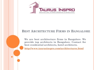 Best Architecture Firms in Bangalore