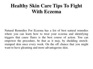 Healthy Skin Care Tips To Fight With Eczema