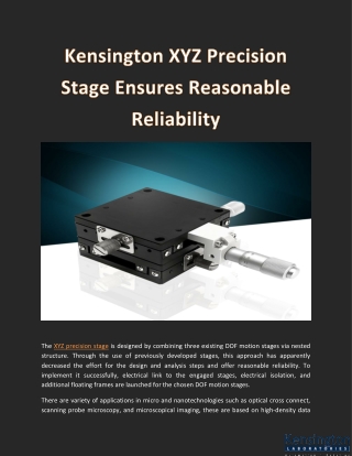 Kensington XYZ Precision Stage Ensures Reasonable Reliability