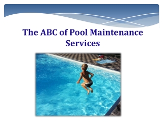 The ABC of Pool Maintenance and Repair Services