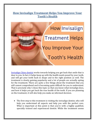 How Invisalign Treatment Helps You Improve Your Tooth's Health
