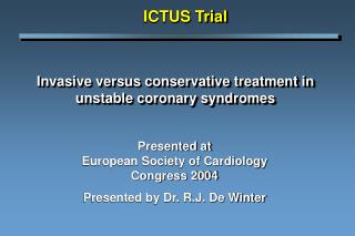 Invasive versus conservative treatment in unstable coronary syndromes