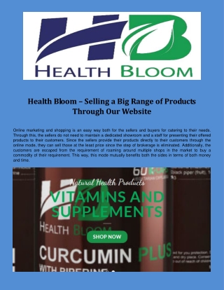 Health Bloom – Selling a Big Range of Products Through Our Website