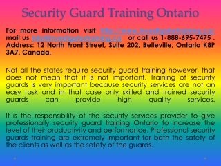 security guard training Ontario