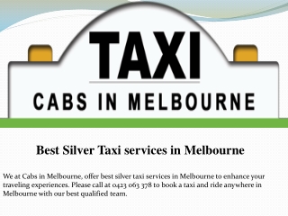 Best Silver Taxi services in Melbourne