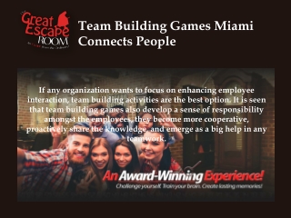 Team Building Games Miami Connects People