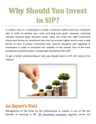 Why Should You Invest in SIP?