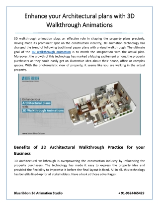 Advantages of 3D Walkthrough Animation