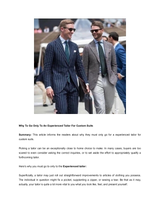 Experienced tailor for Best custom suits chicago - adrianparkcustom