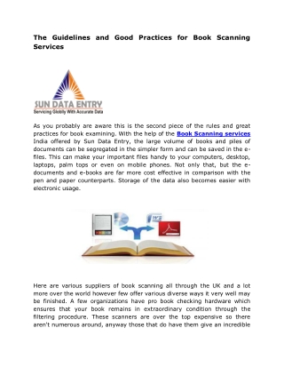 The Guidelines and Good Practices for Book Scanning Services