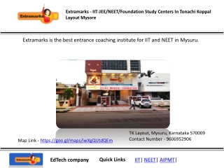IIT-JEE/NEET/Foundation Study Centers In Tonachi Koppal Layout Mysore