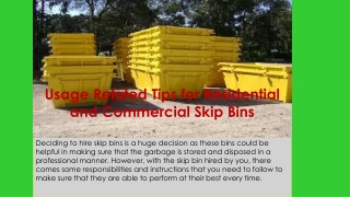 Usage Related Tips for Residential and Commercial Skip Bins