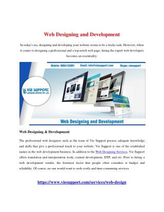 Web Designing and Development