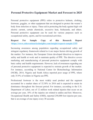 Personal Protective Equipment Market and Forecast to 2025