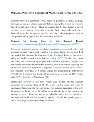 Personal Protective Equipment Market and Forecast to 2025