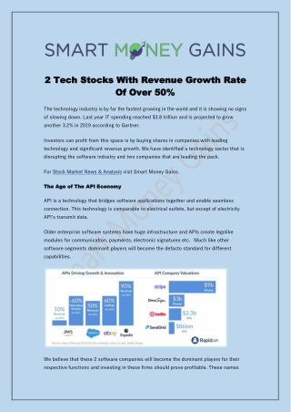 2 Tech Stocks With Revenue Growth Rate Of Over 50%