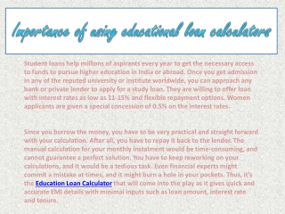 Importance of using educational loan calculators