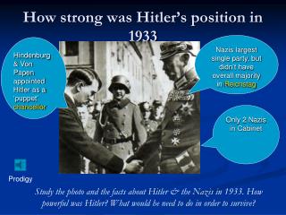How strong was Hitler’s position in 1933