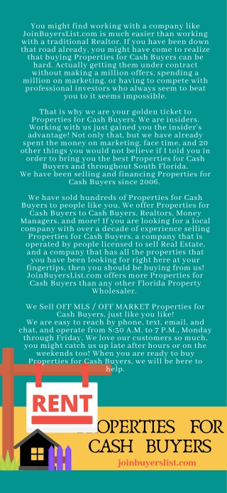 Properties for Cash Buyers