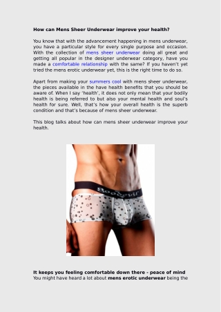 How can mens sheer underwear improve your health