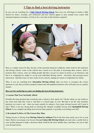 5 Tips to find a best driving instructor