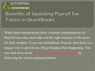 Benefits of Updating Payroll Tax Tables in QuickBooks