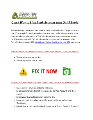 Easy Steps to Link Bank Account with QuickBooks