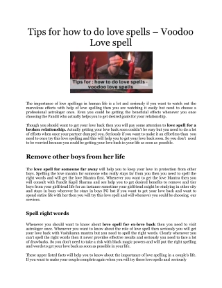 Tips for how to do love spells - voodoo love spells