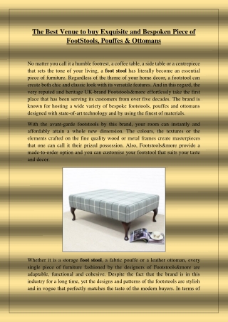 The Best Venue to buy Exquisite and Bespoken Piece of FootStools, Pouffes & Ottomans